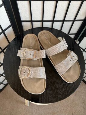 Madden Girl Sparkle Double Buckle Slide Sandals